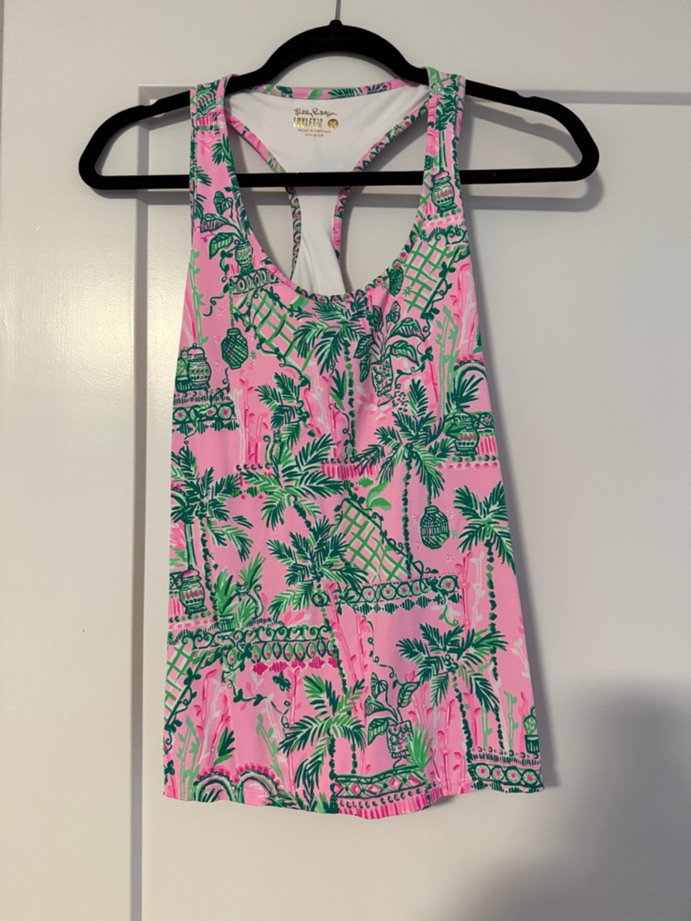 Lilly Pulitzer Pink & Green Palm-Print Racerback Tank